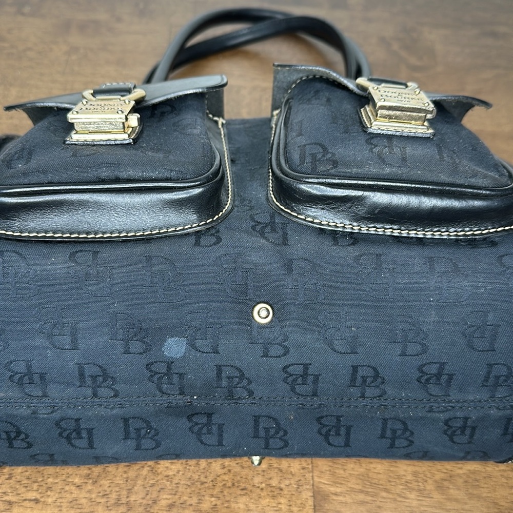 Vintage Dooney & Bourke black Satchel logo Canvas handbag leather handles & trim - Picture 6 of 13